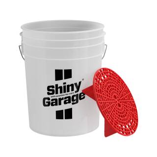 Shiny Garage Wascheimer 20L Set inkl. Schmutzsieb rot und inkl. Deckel schwarz